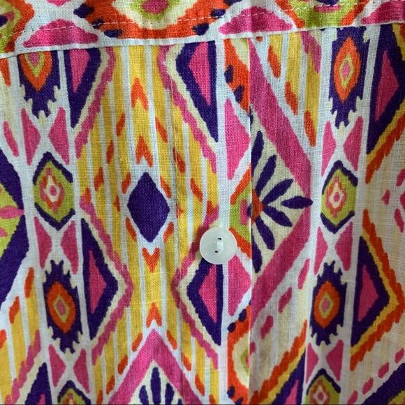 Chico's No Iron 100% Linen Geometric Top Chico's 2 - Large - Picture 11 of 12